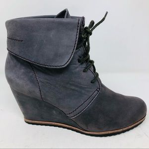 Biala Nubuck Cuffed Laced Wedge Ankle Boots